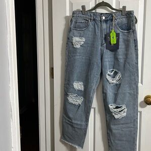 Indigo Rein Distressed Ankle Jeans